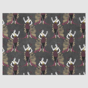 French Vintage Woman with Wine on Black Decoupage Tissue Paper