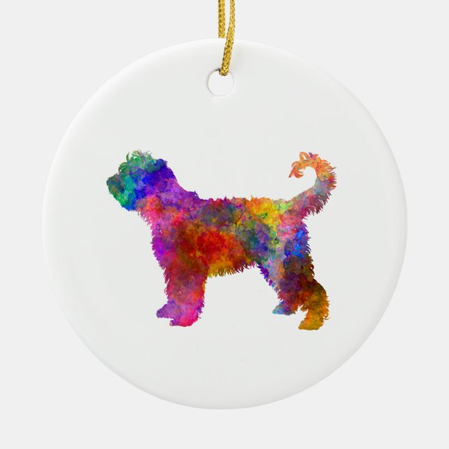 French Water Dog in watercolor Ceramic Ornament (Front)