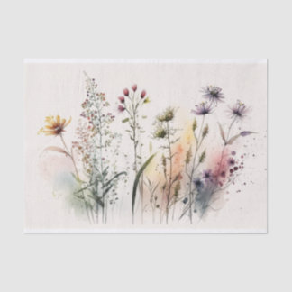 french watercolor wildflowers decoupage  tissue paper