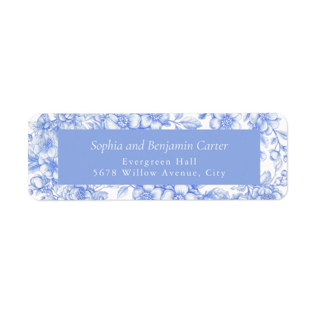 French Wedding Floral Something Blue Return Address Label (Front)