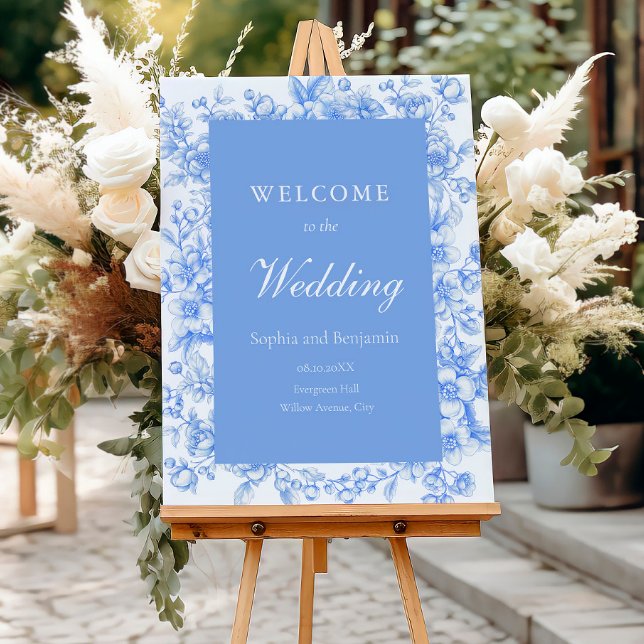 French Wedding Welcome Sign Floral Something Blue  (Creator Uploaded)