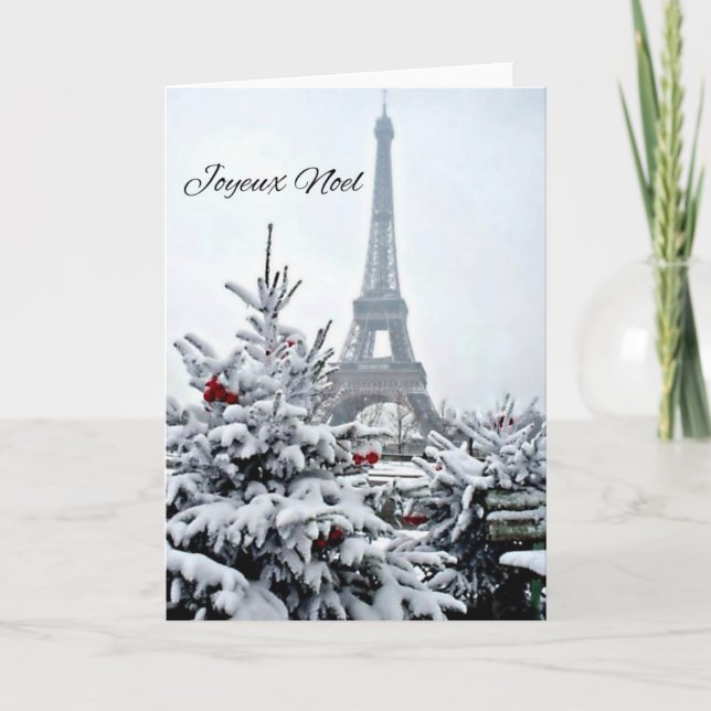 French White Christmas Holiday Card (Front)