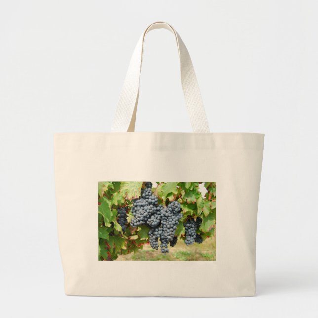 French Wine Grapes Large Tote Bag (Front)
