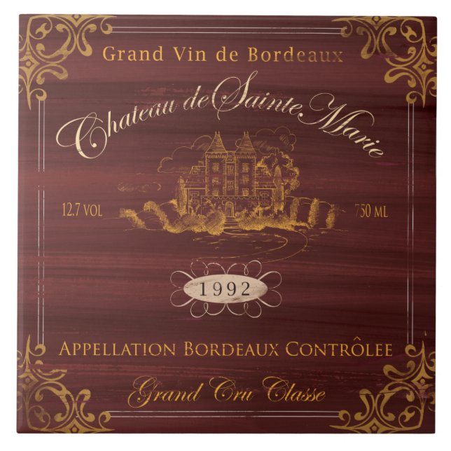 French Wine Label Tile:Bordeaux Tile (Front)