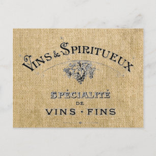 French Wine on Burlap Postcard