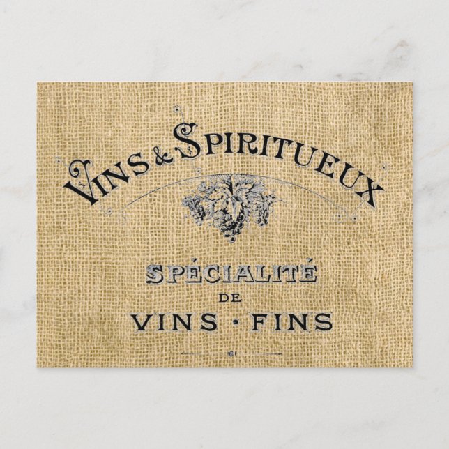 French Wine on Burlap Postcard (Front)
