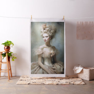 French Woman Mary Antoinette Fashion Portrait Fabric