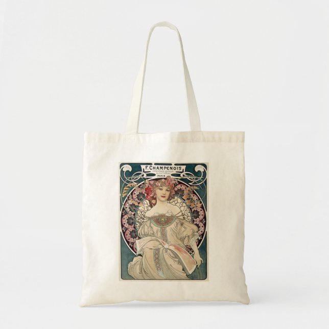 French Woman with Flowers Tote Bag (Front)