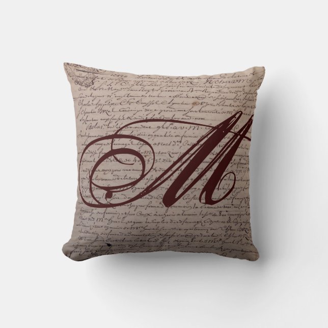 French Writing Monogram Cushion (Front)