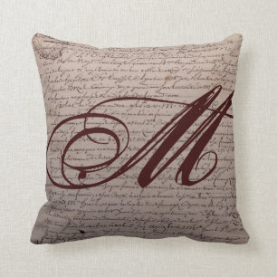 French Writing Monogram Cushion