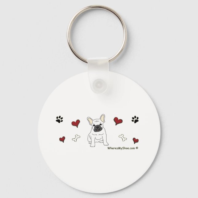 FrenchBulldogWht Key Ring (Front)