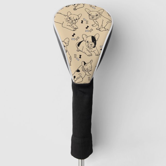 Frenchie and Bones Golf Head Cover (Front)