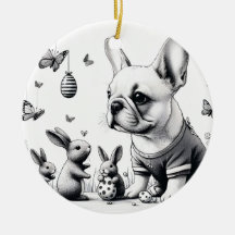 Frenchie and bunnies