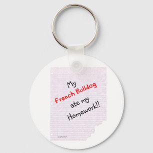 Frenchie Ate My Homework Keychain