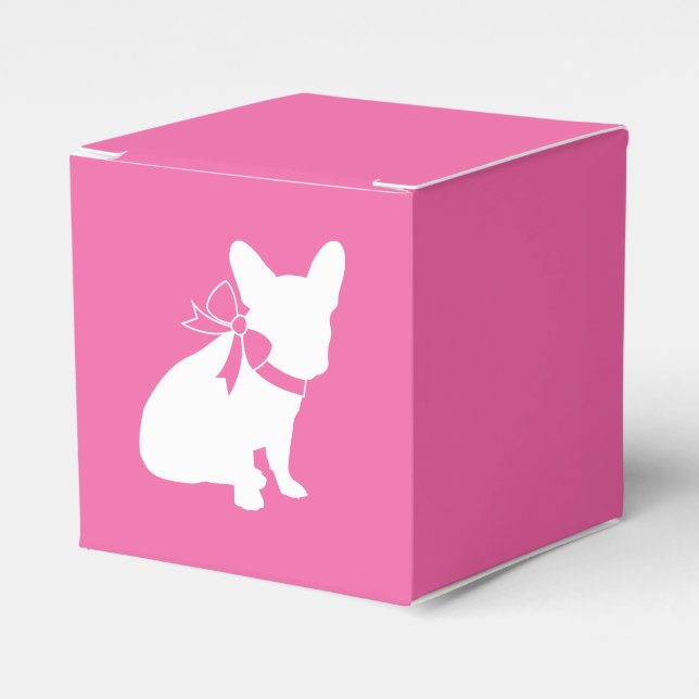 Frenchie Baby Shower French Bulldog Pink Favour Box (Front Side)