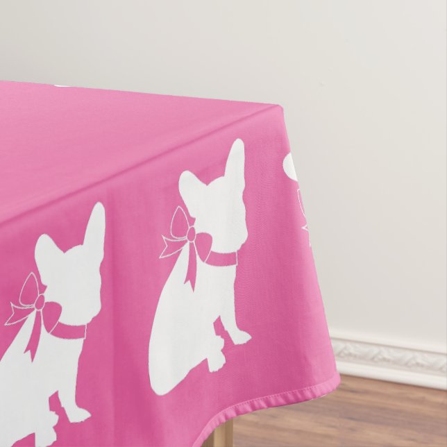 Frenchie Baby Shower French Bulldog Pink Tablecloth (In Situ)