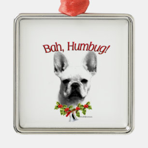 Frenchie Bah Humbug Metal Ornament