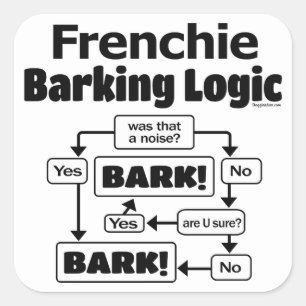 Frenchie Barking Logic Square Sticker