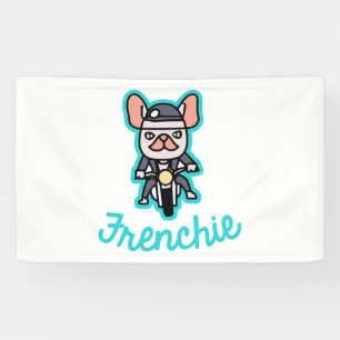Frenchie Biker Motorcycle Dog Owner Frenchie Funny Banner