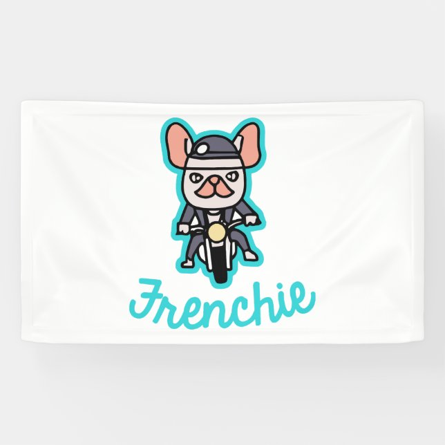Frenchie Biker Motorcycle Dog Owner Frenchie Funny Banner (Horizontal)