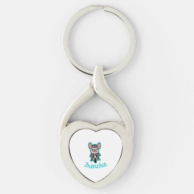 Frenchie Biker Motorcycle Dog Owner Frenchie Funny Key Ring (Front)