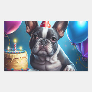 Frenchie Birthday Bash: A Cute French Bulldog  Rectangular Sticker
