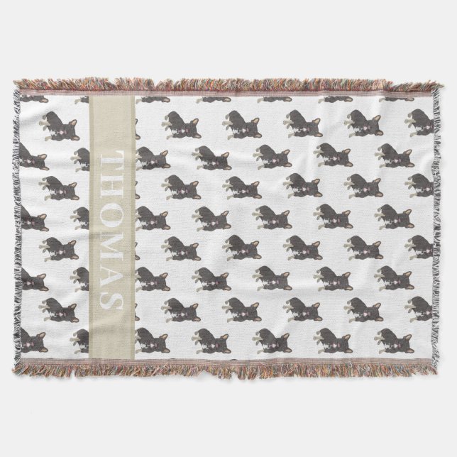 Frenchie (Black & Tan Tricolor)  Throw Blanket (Front)