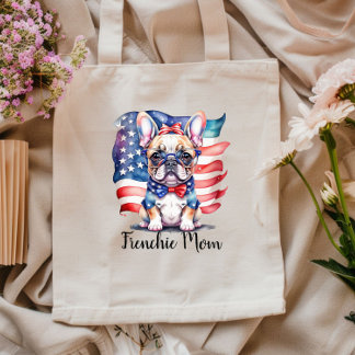 Frenchie Bulldog Mum Patriotic USA Flag  Tote Bag