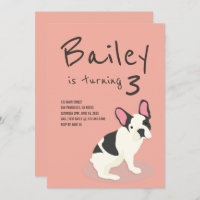 Frenchie Bulldog Puppy Dog Birthday Invitation