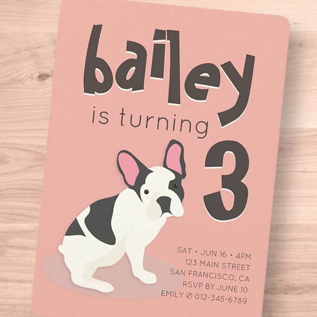 Frenchie Bulldog Puppy Dog Birthday Invitation (Creator Uploaded)
