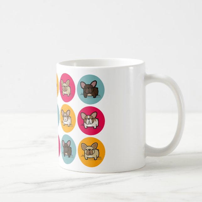 Frenchie Circles - Blue, Gold & Pink Coffee Mug (Right)