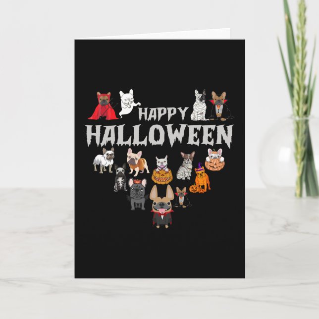 Frenchie Costume Happy Halloween French Bulldog Card (Front)
