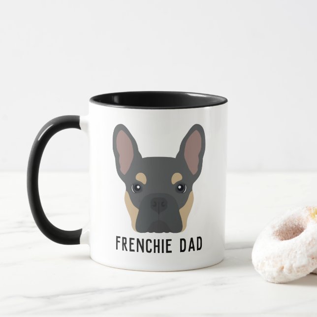 Frenchie Dad Blue and Tan French Bulldog Mug (With Donut)