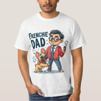 Frenchie Dad Cartoon Design T-Shirt