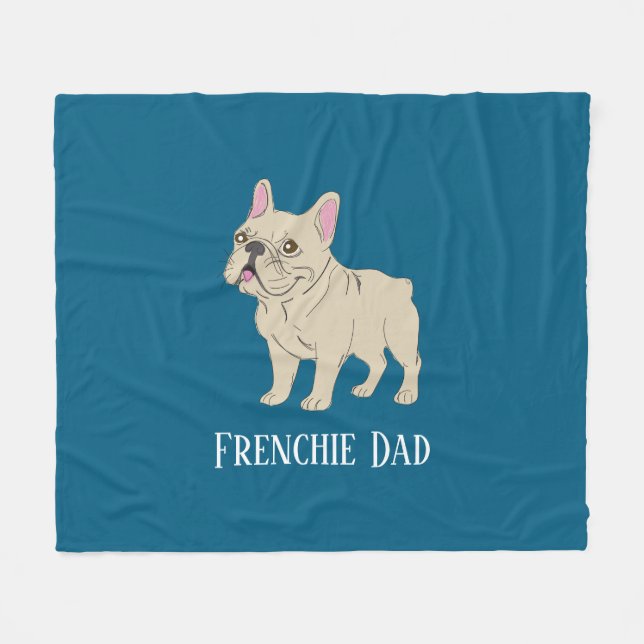 Frenchie Dad Fleece Blanket (Front (Horizontal))