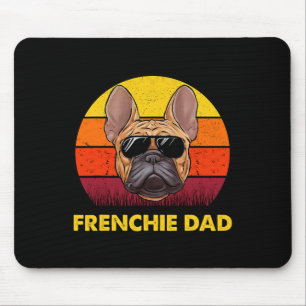 Frenchie Dad Retro Sunset Sungles Men French Bulld Mouse Pad