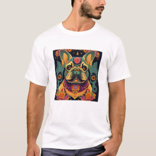 Frenchie Day of the Dead Sugar Skull Dog Mum Dad  T-Shirt
