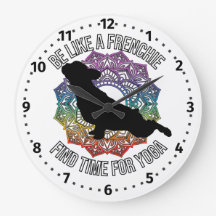 Frenchie do yoga clock with numbers
