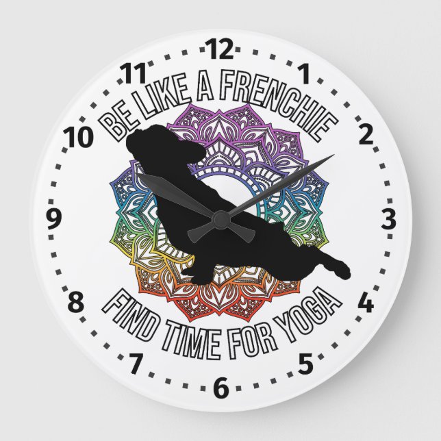 Frenchie do yoga clock with numbers (Front)