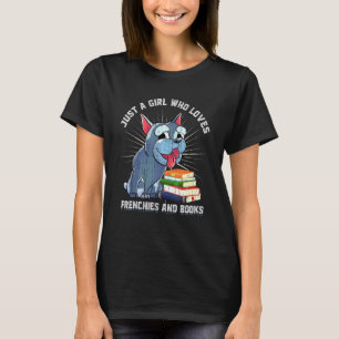 Frenchie Dog Book Reading Girls Women French Bull T-Shirt
