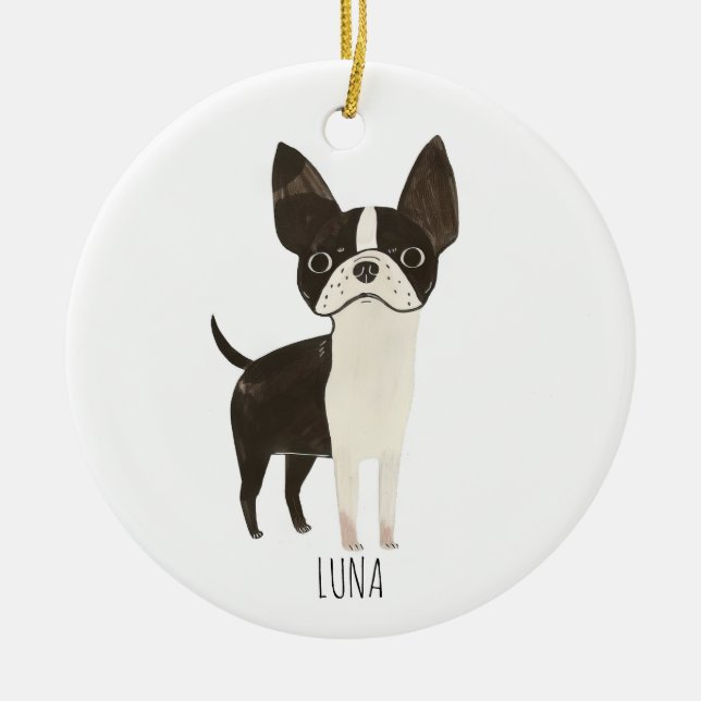 Frenchie Dog Ceramic Ornament (Front)