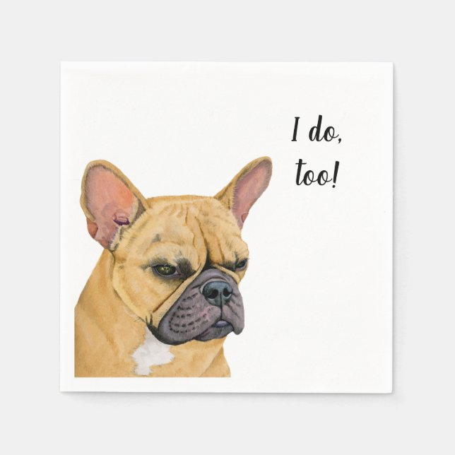 Frenchie Dog Custom Cocktail Napkin (Front)
