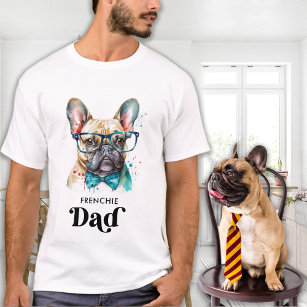 Frenchie Dog DAD Personalised Retro French Bulldog T-Shirt