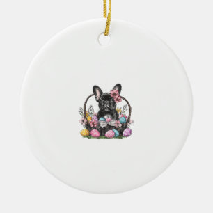 Frenchie Dog Easter Frenchie Dog Eggs Artwork T-Sh Ceramic Ornament