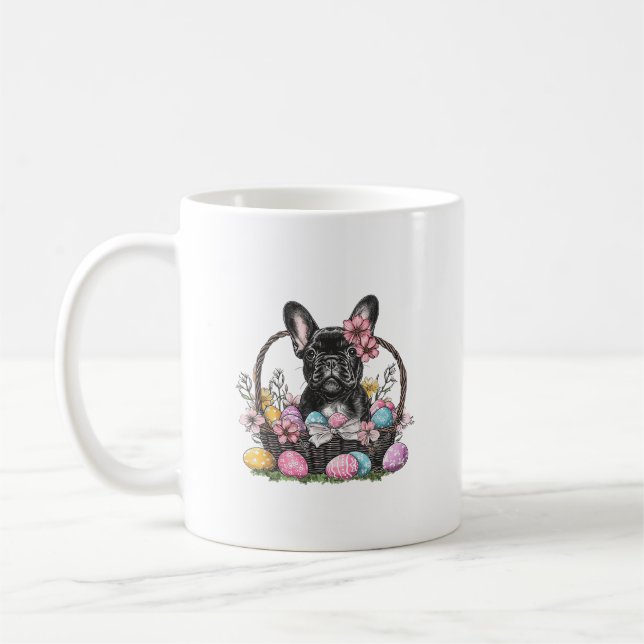 Frenchie Dog Easter Frenchie Dog Eggs Artwork T-Sh Coffee Mug (Left)
