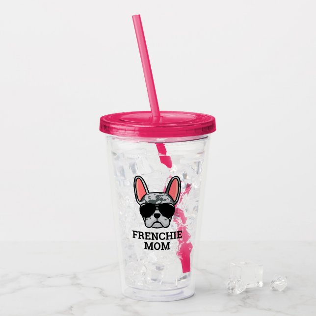 Frenchie Dog Mum Blue Merle French Bulldog Acrylic Tumbler (Front Ice)