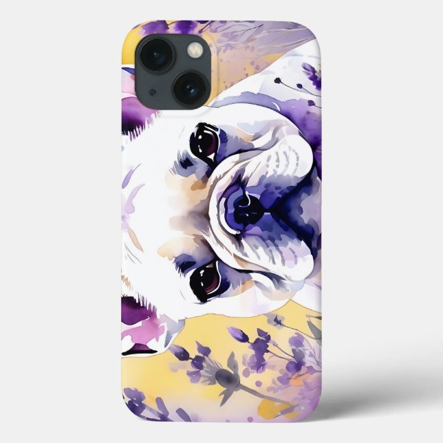 Frenchie Dog Portrait With Wildflowers Case-Mate iPhone Case (Back)