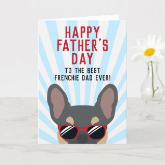 Frenchie Father's Day Blue and Tan French Bulldog Card