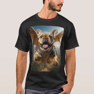 Frenchie Flying Cute Fantasy From Dog House to Sky T-Shirt