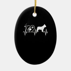frenchie french bulldog heartbeat simple gift ceramic ornament